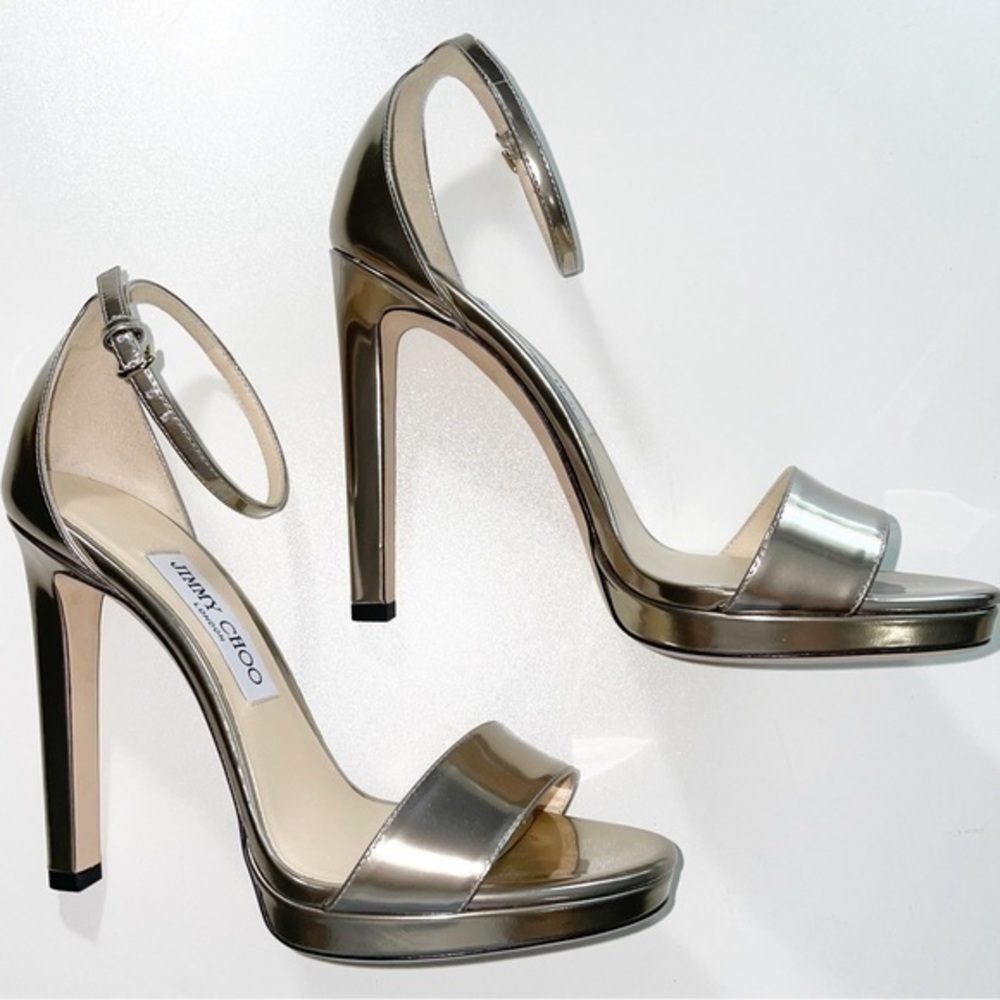 Jimmy Choo Gold Ankle Strap High Heels Size 38 - Picture 2 of 7